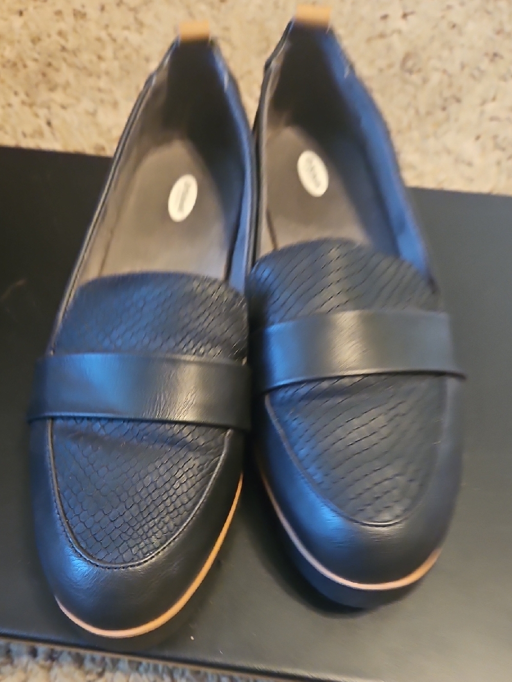 Dr. Scholl's Black Textured Slip-On Loafers